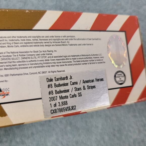 Dale Earnhardt Jr 2007 Stars & Stripes Heros 1/64 Diecast Cars Special Operators - Picture 4 of 7